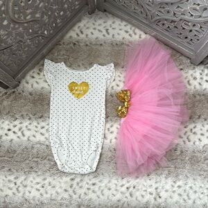Carter’s sweet heart polka dot onesie pink tutu set girls 18 months princess